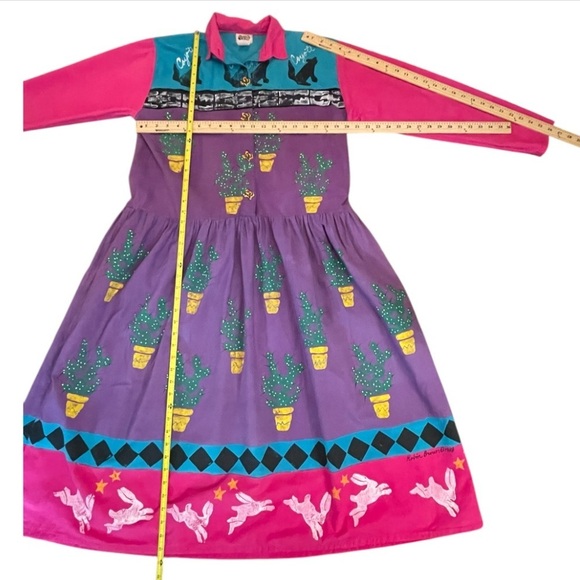 Portable Art by Robin Brown Hand-Painted Dress, 1988 Vintage One of a Kind Large - Picture 7 of 16